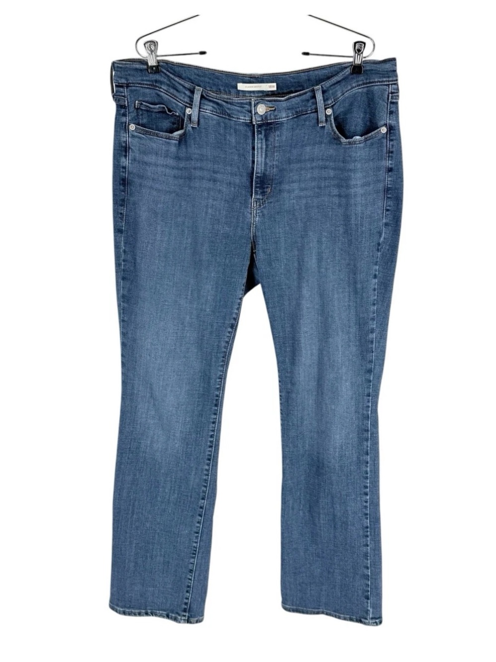 Levis Classic Bootcut Jeans Womens Size 18W Blue Medium Wash Stretch Denim 31in